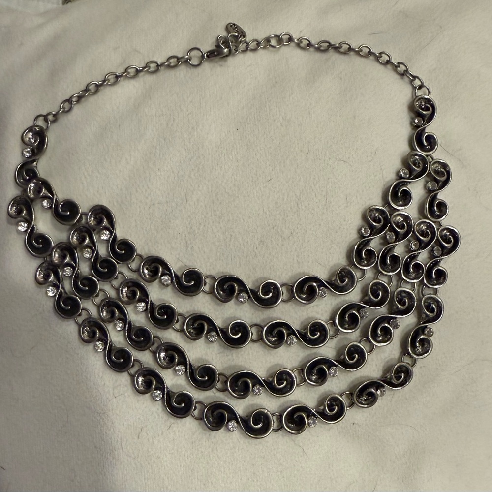 Chic Black and Silver Swirl Necklace